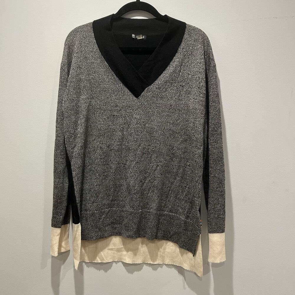 SmartWool Akamina Colorblock V Neck Lightweight Sweater Womens Sz M Wool Soft
